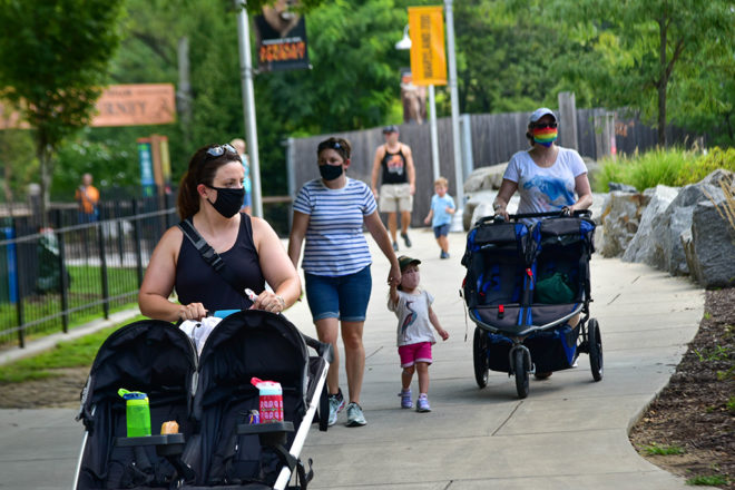 zoo guests with masks on